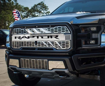 2017-2018 Ford Raptor - Front RAPTOR Logo Center Grille 1Pc | Stainless Steel & Durable ABS Lettering-ACC-772060-corvette-store-online