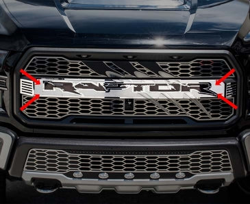 2017-2018 Ford Raptor - Center Grille RAPTOR Logo with Claw Slash | Stainless Steel, Optional Lighting Kit-ACC-772074-corvette-store-online