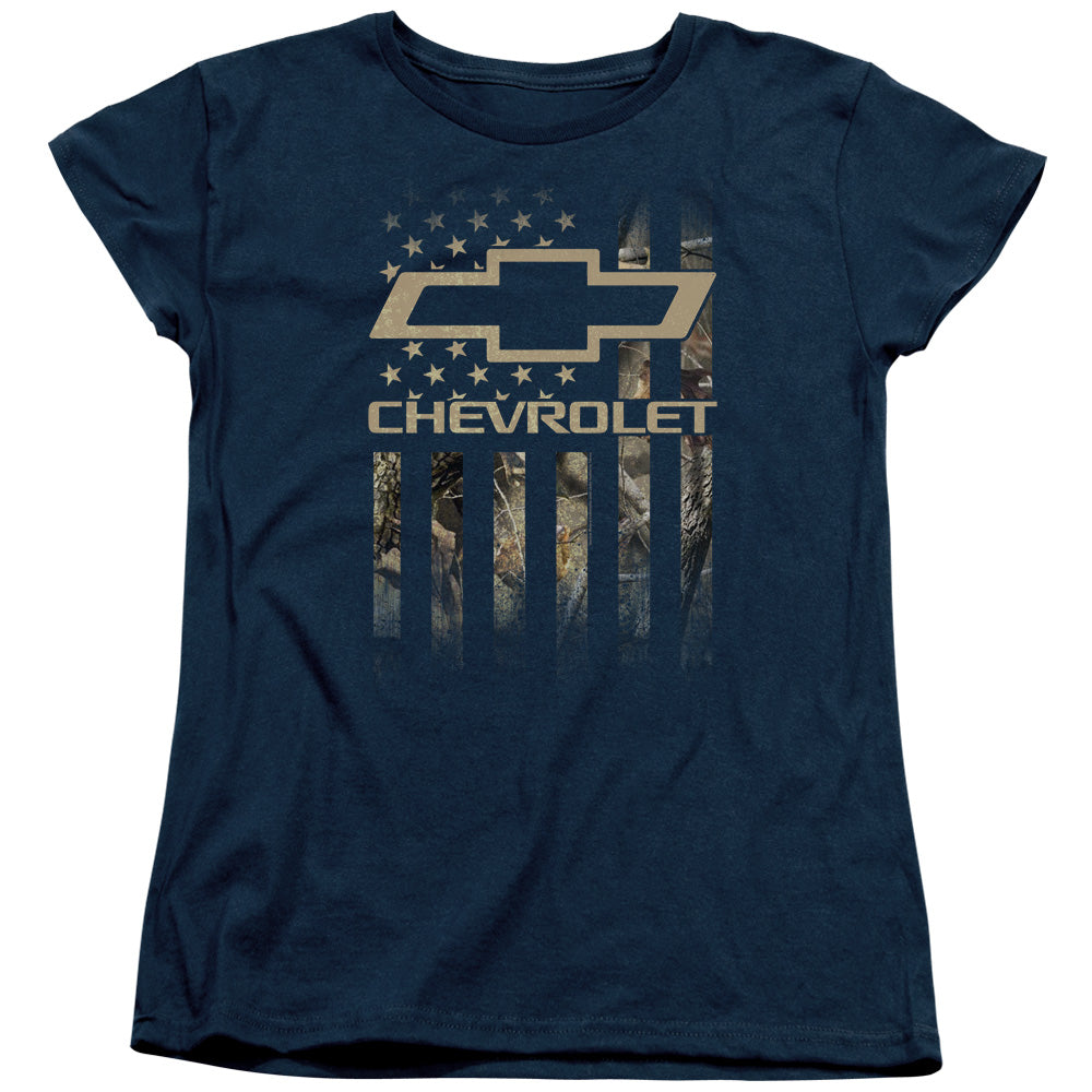 Chevrolet Camo Flag-Women's Short Sleeve-Navy