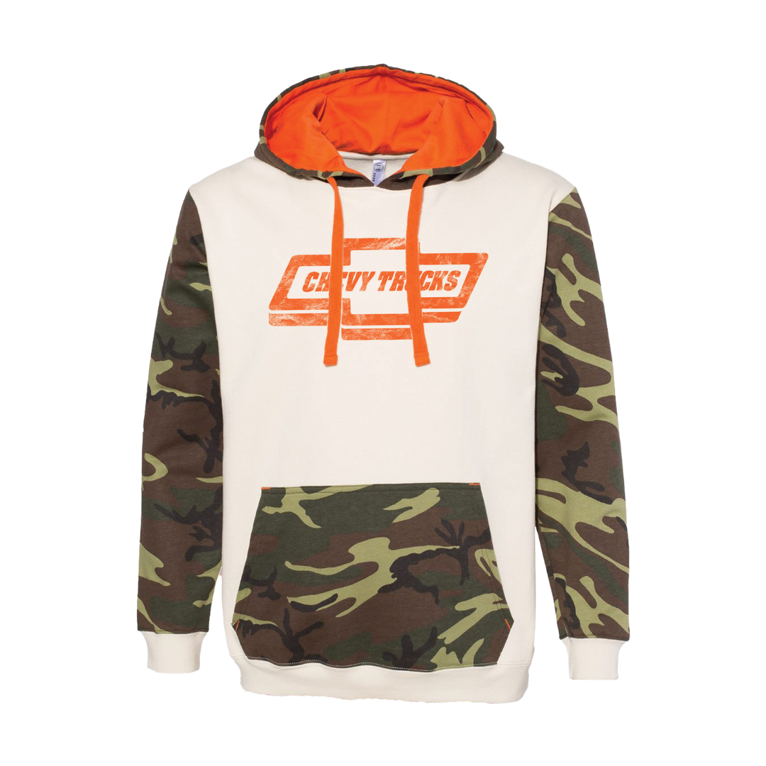 Chevy Truck White/Green Camo Sleeve Hoodie