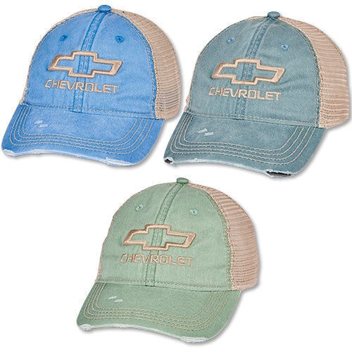 ladies-chevrolet-bowtie-distressed-mesh-cap