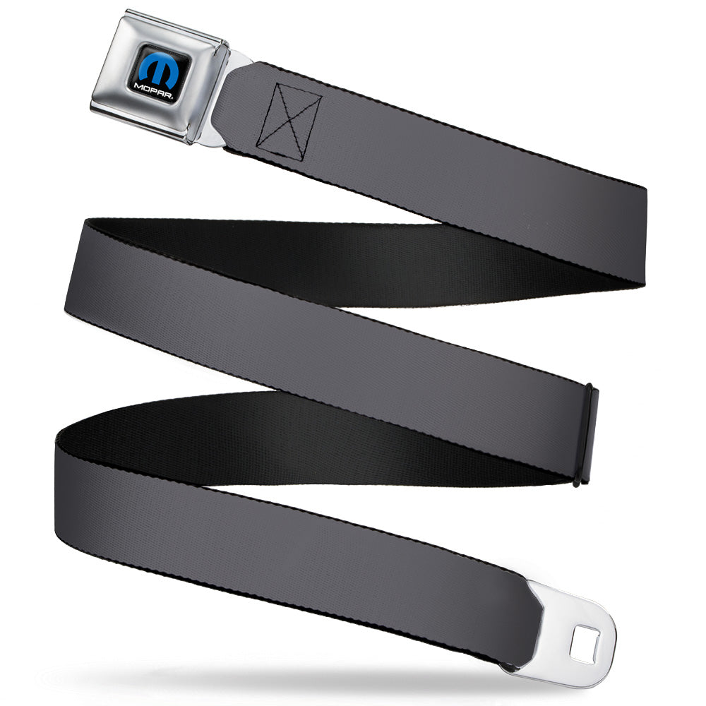 MOPAR Logo Seatbelt Belt - Full Color Black, Blue, and White with Charcoal Webbing