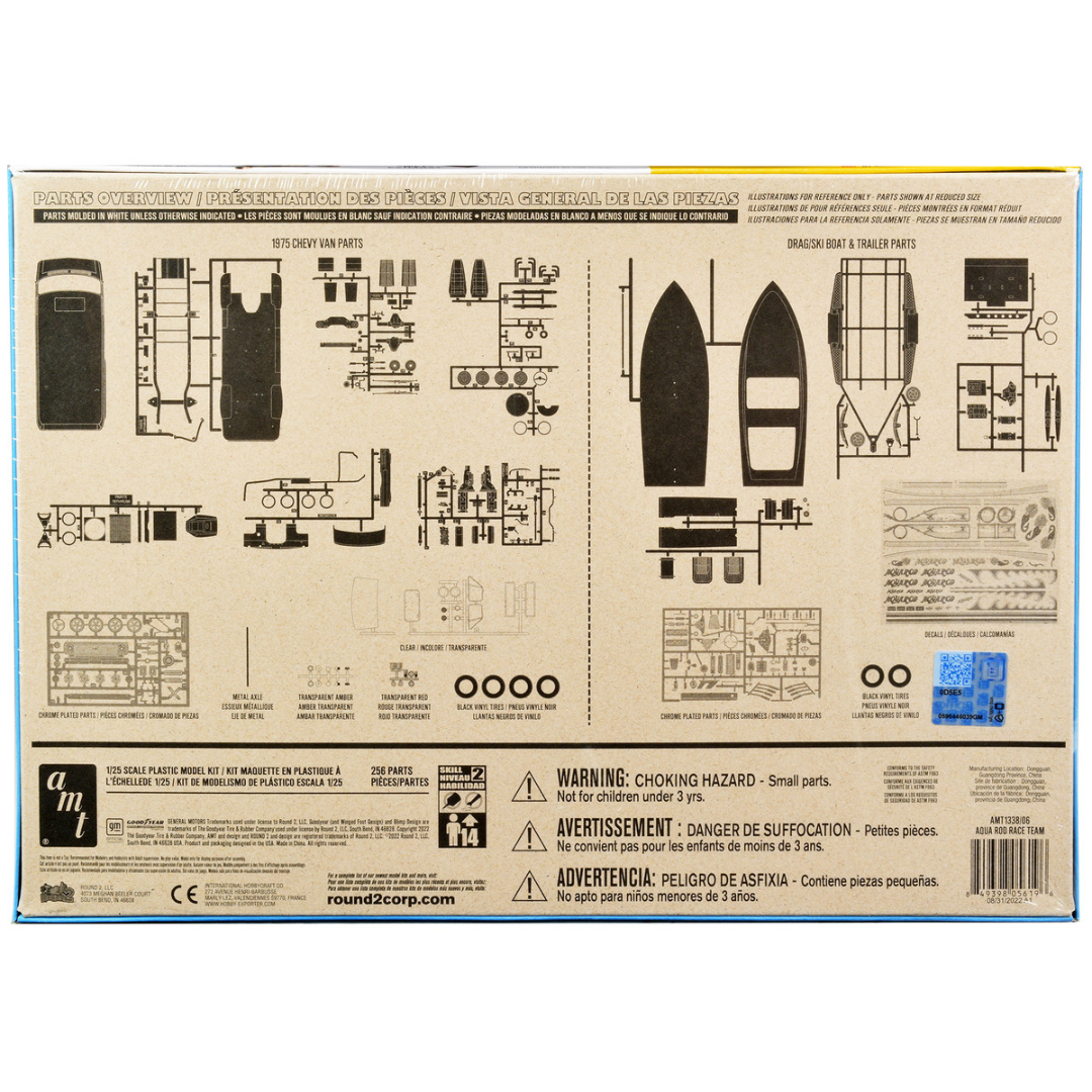 skill-2-model-kit-chevrolet-custom-van-with-drag-ski-boat-and-trailer-1-25-scale-model