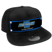 embellishment-trucker-hat-black-full-color-strap-1916-chevrolet-bowtie-the-product-of-experience-blue-black-gold-white