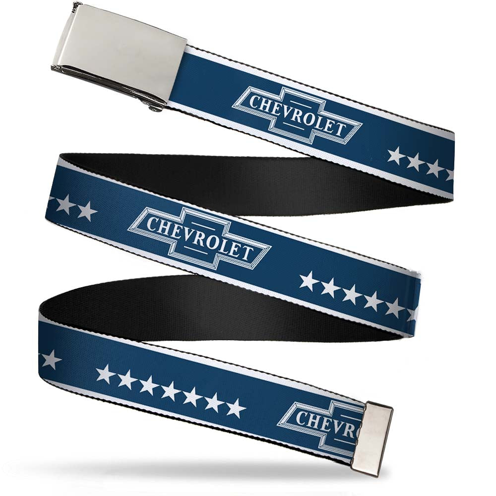 web-belt-blank-chrome-buckle-chevrolet-bowtie-stars-blue-white-webbing