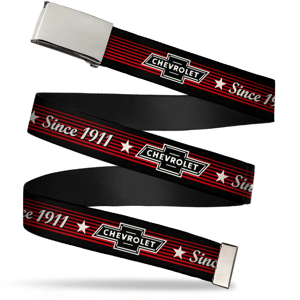 web-belt-blank-chrome-buckle-vintage-chevrolet-bowtie-since-1911-stars-stripe-black-red-ivory-webbing