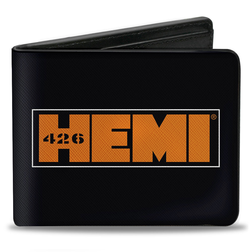 HEMI 426 Logo + Weathered Side Stripe Bi-Fold Wallet - Black/Orange