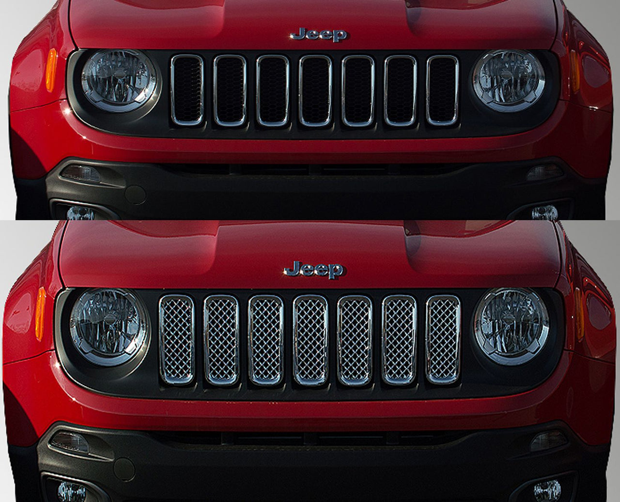 2015-2019 Jeep Renegade Sport/Limited/Latitude 7 PCS Chrome Tape-on Patented Grille Overlay