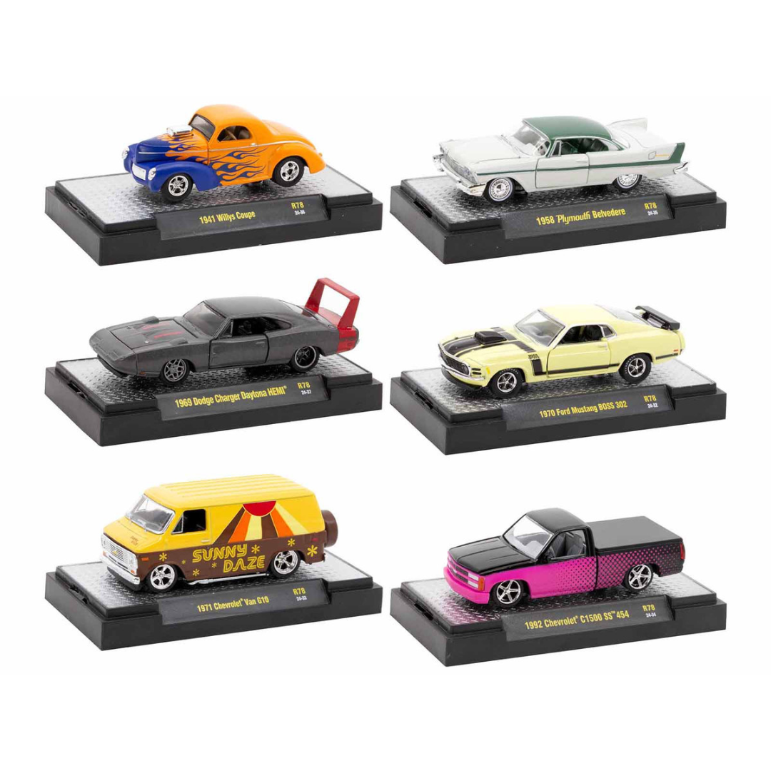 auto-meets-set-of-6-cars-in-display-cases-release-78-limited-edition-1-64-diecast-model-cars