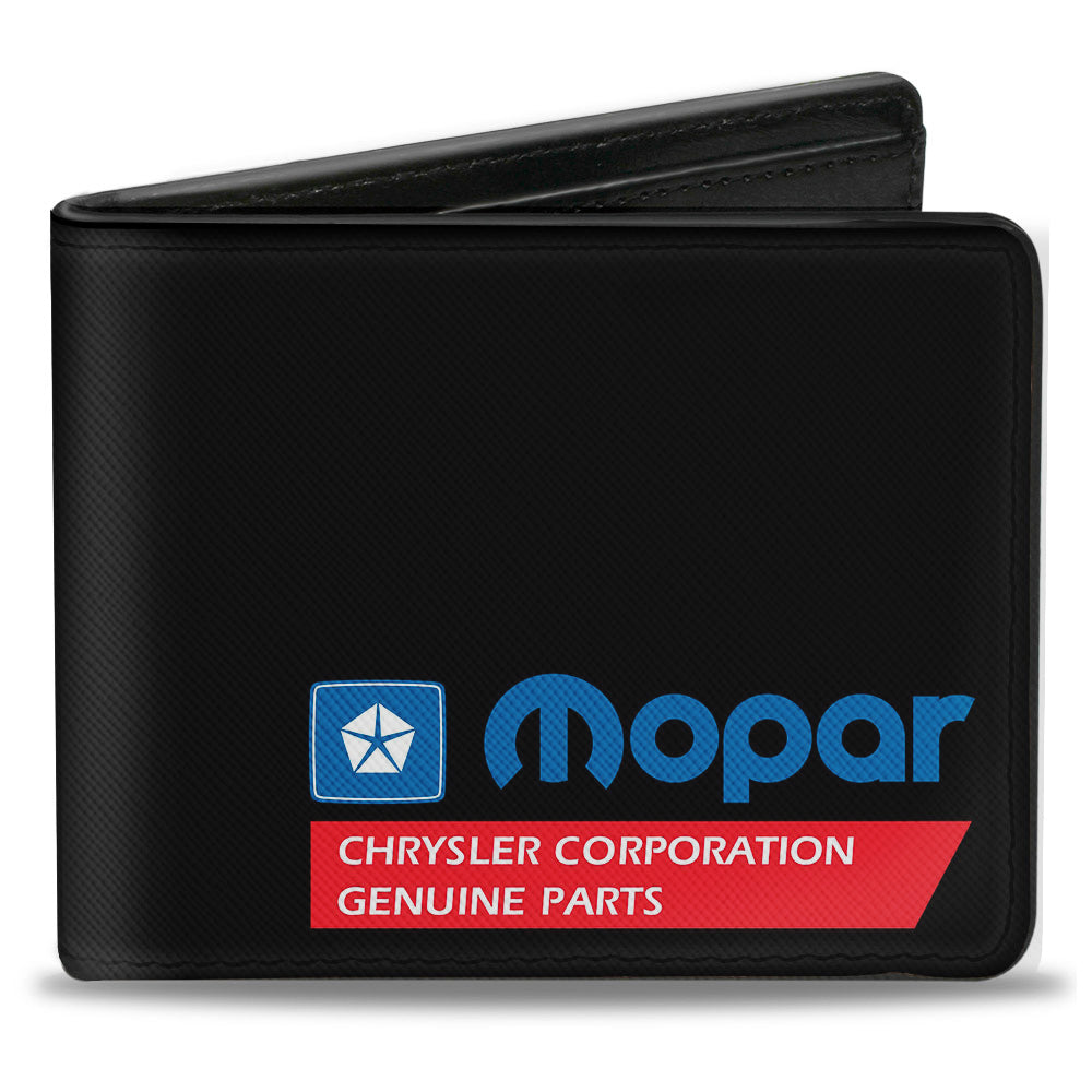 MOPAR 1985-1990 Logo-CHRYSLER CORPORATION GENUINE PARTS Bi-Fold Wallet - Black Blue Red White