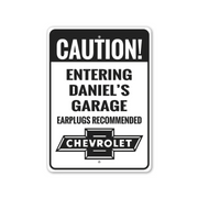 caution-entering-garage-earplugs-recommended-sign-aluminum-sign