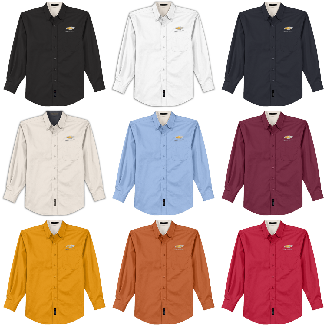 Chevrolet Gold Bowtie Long Sleeve Easy Care Dress Shirt