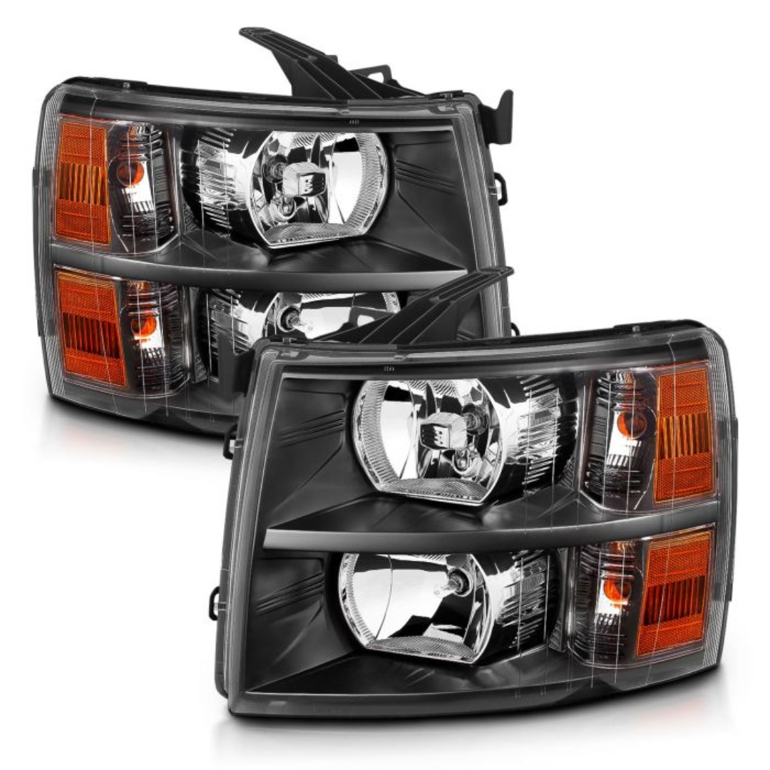 Chevrolet Silverado 1500 07-13 / 2500HD/3500HD 07-14 Black Crystal Headlights