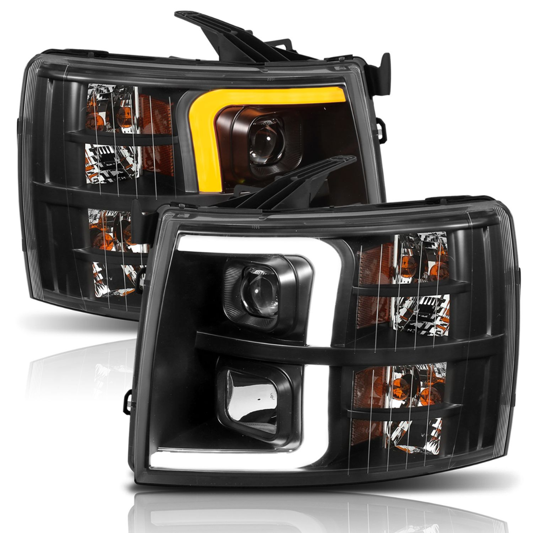 Chevrolet Silverado 1500 07-13 / 2500HD/3500HD 07-14 Black Projector Plank Style Switchback Headlights