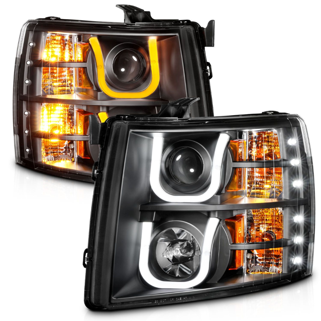 Chevrolet Silverado 1500 07-13 / 2500HD/3500HD 07-14 Black Projector U-Bar Switchback Headlights