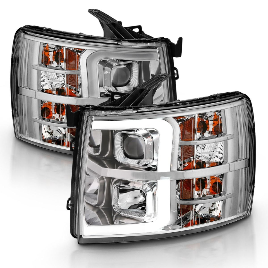 Chevrolet Silverado 1500 07-13 / 2500HD/3500HD 07-14 Chrome Projector Plank Style Headlights