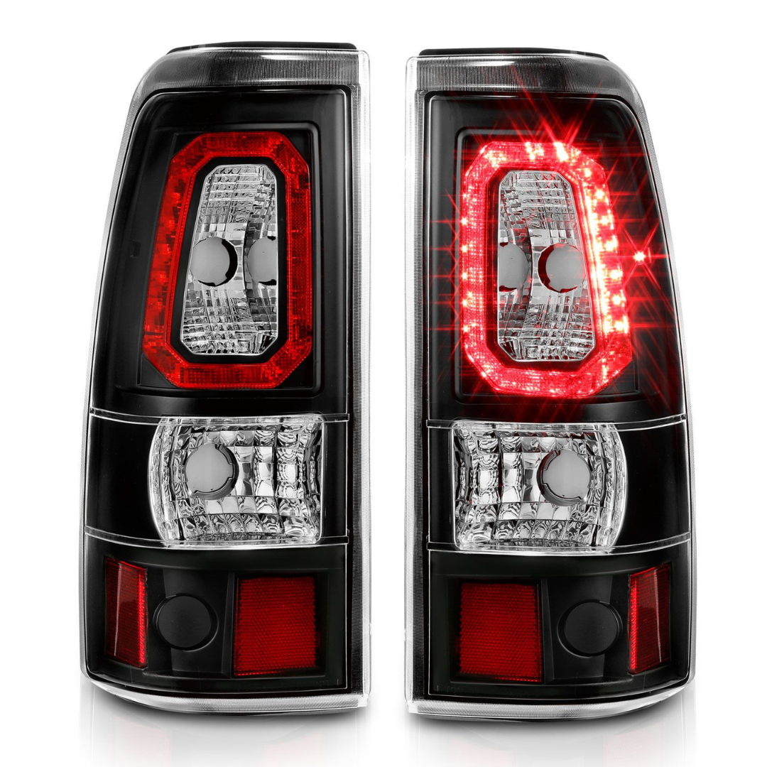 Chevy Silverado 03-06 1500/2500/3500 07 Classic LED Bar Style Tail Lights Black w/ Clear Lens (SINGLE REAR WHEEL)