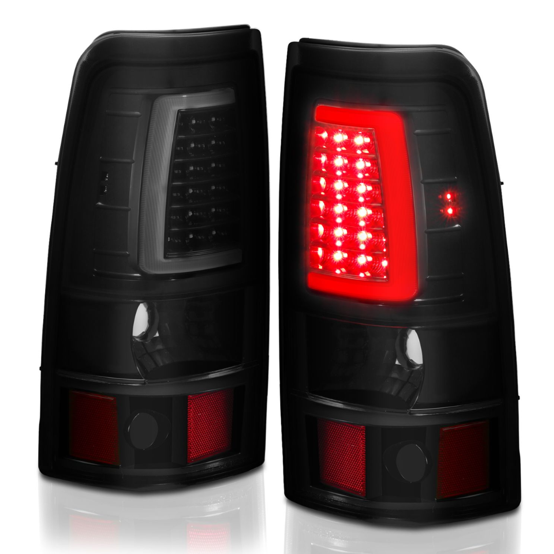 Chevy Silverado 03-06 1500/2500/3500 07 Classic LED C Bar Style Tail Lights Black/Smoke Lens (SINGLE REAR WHEEL)