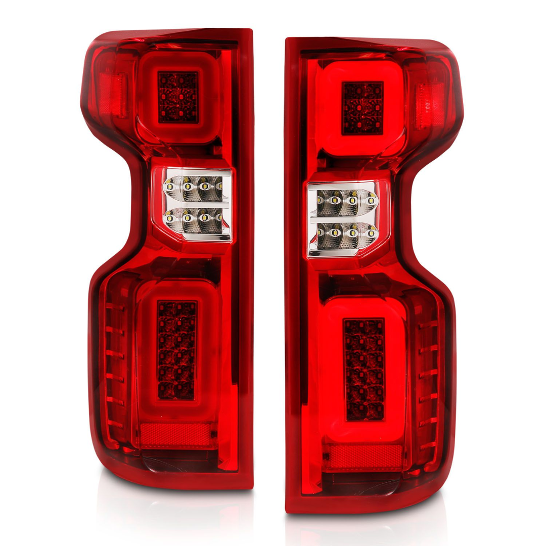 Chevy Silverado 1500 19-23 / 2500HD/3500HD 20-23 Full LED Tail Lights Red /Clear Lens w/ Sequential Signal (FACTORY HALOGEN BULB MODELS)