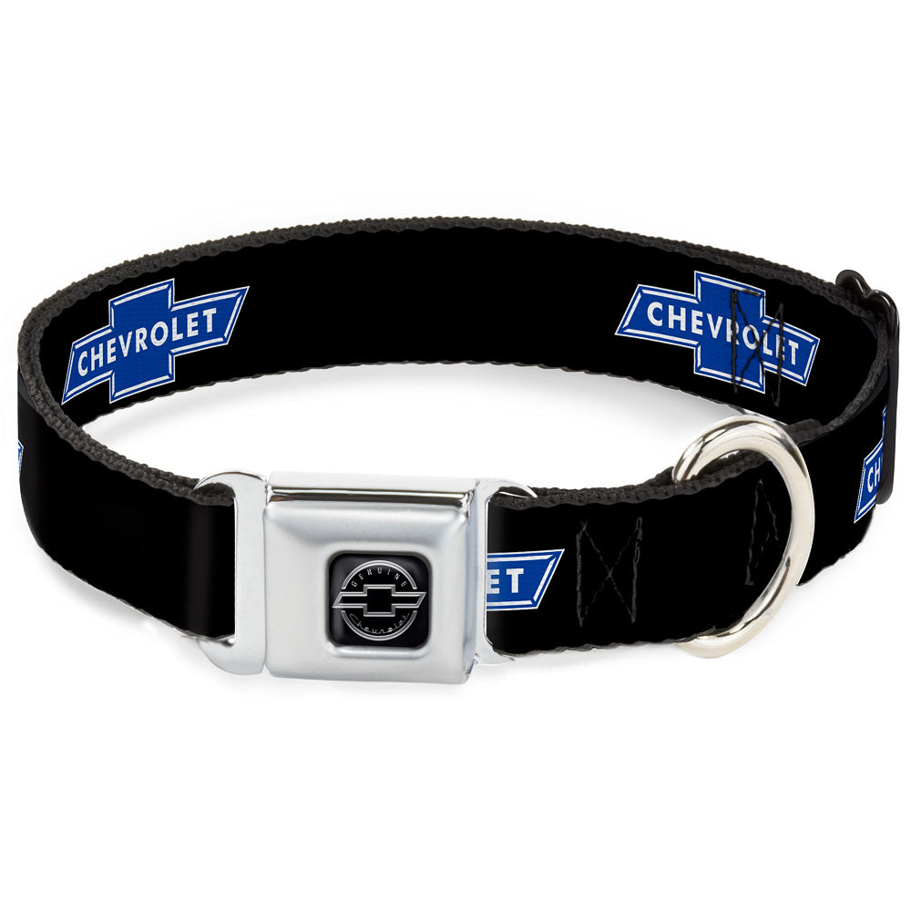 chevy-bowtie-black-silver-seatbelt-buckle-collar-chevy-bowtie-logo-repeat