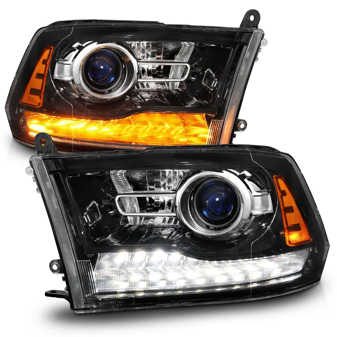 Dodge Ram 1500 09-18 Ram 2500/3500 10-18 Gloss Black Projector Headlights W/ Sequential Signals (FOR ALL MODELS)