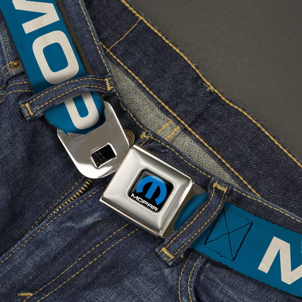 MOPAR Logo Seatbelt Belt - Full Color Black/Blue/White