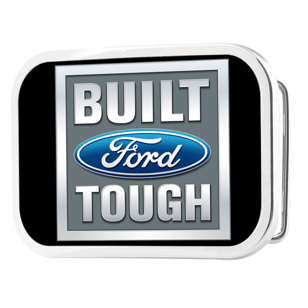 Built Ford Tough Chrome Rock Star Buckle - Black Gray Blue