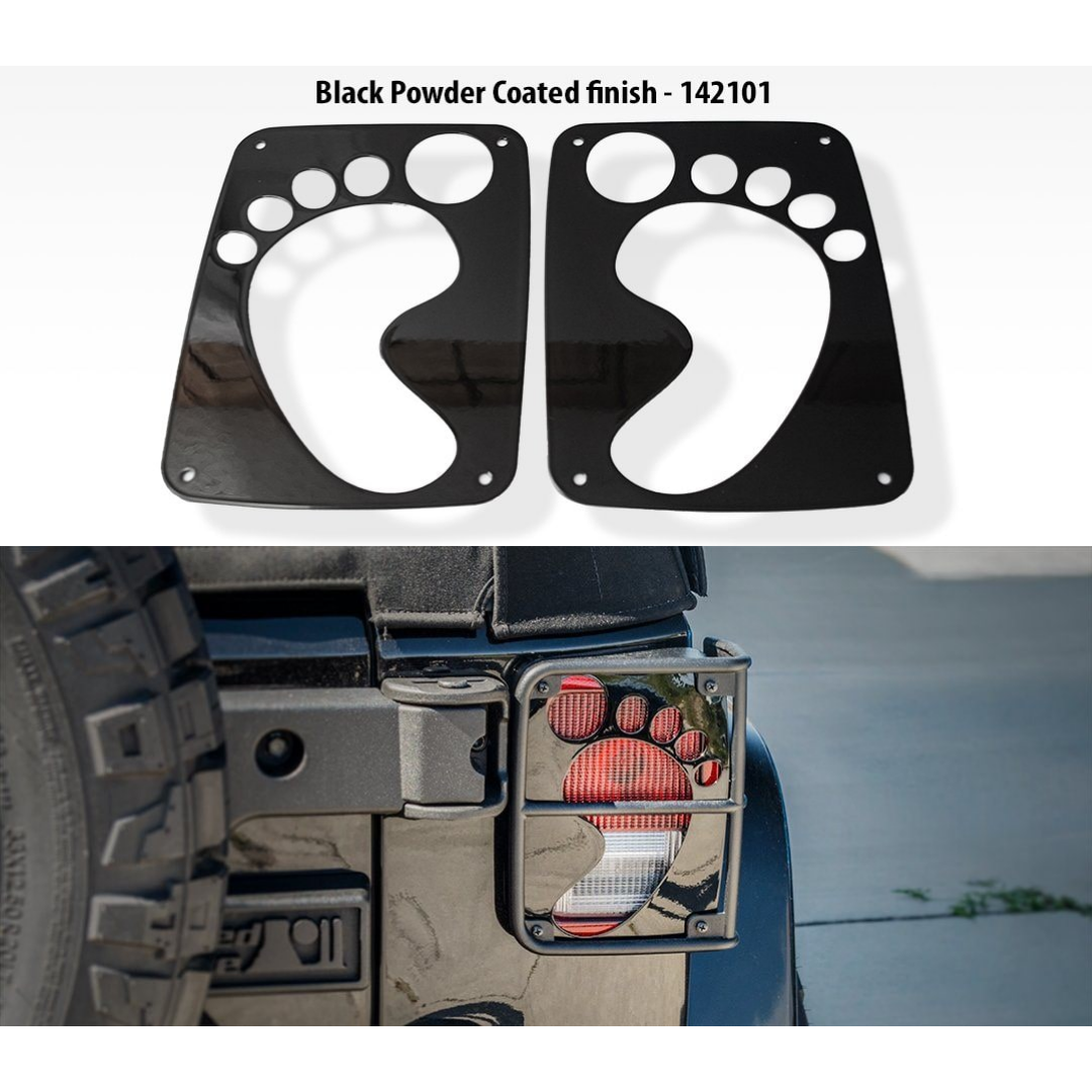 2007-2018 Jeep Wrangler JK/JKU - Footprint Tail Light Covers | Stainless Steel, Choose Finish