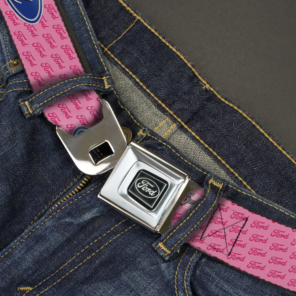 Ford Emblem Seatbelt Belt - Ford OvalPINK REPEAT Webbing