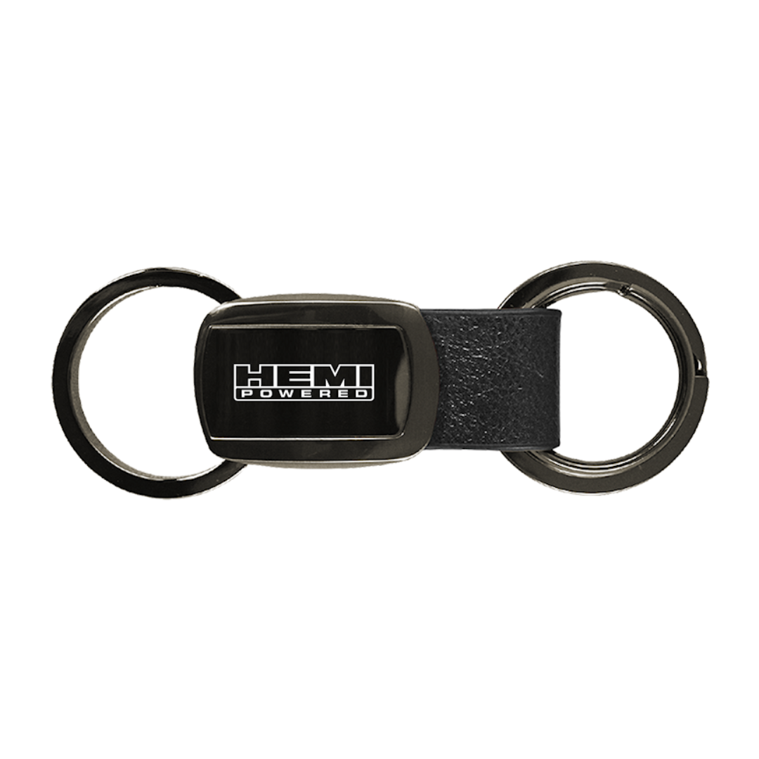 hemi-powered-leather-tri-ring-key-fob-gun-metal-37687-classic-auto-store-online