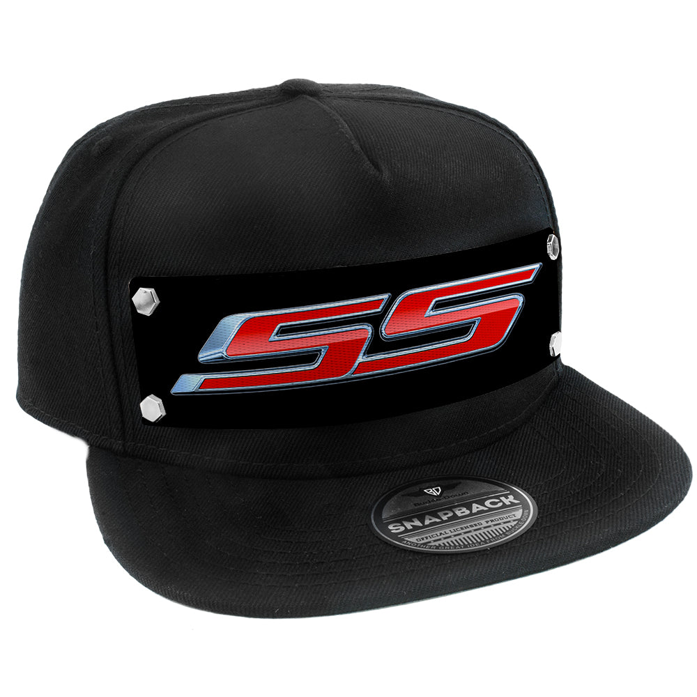 embellishment-snap-back-hat-black-full-color-strap-chevrolet-ss-emblem-black-silver-red