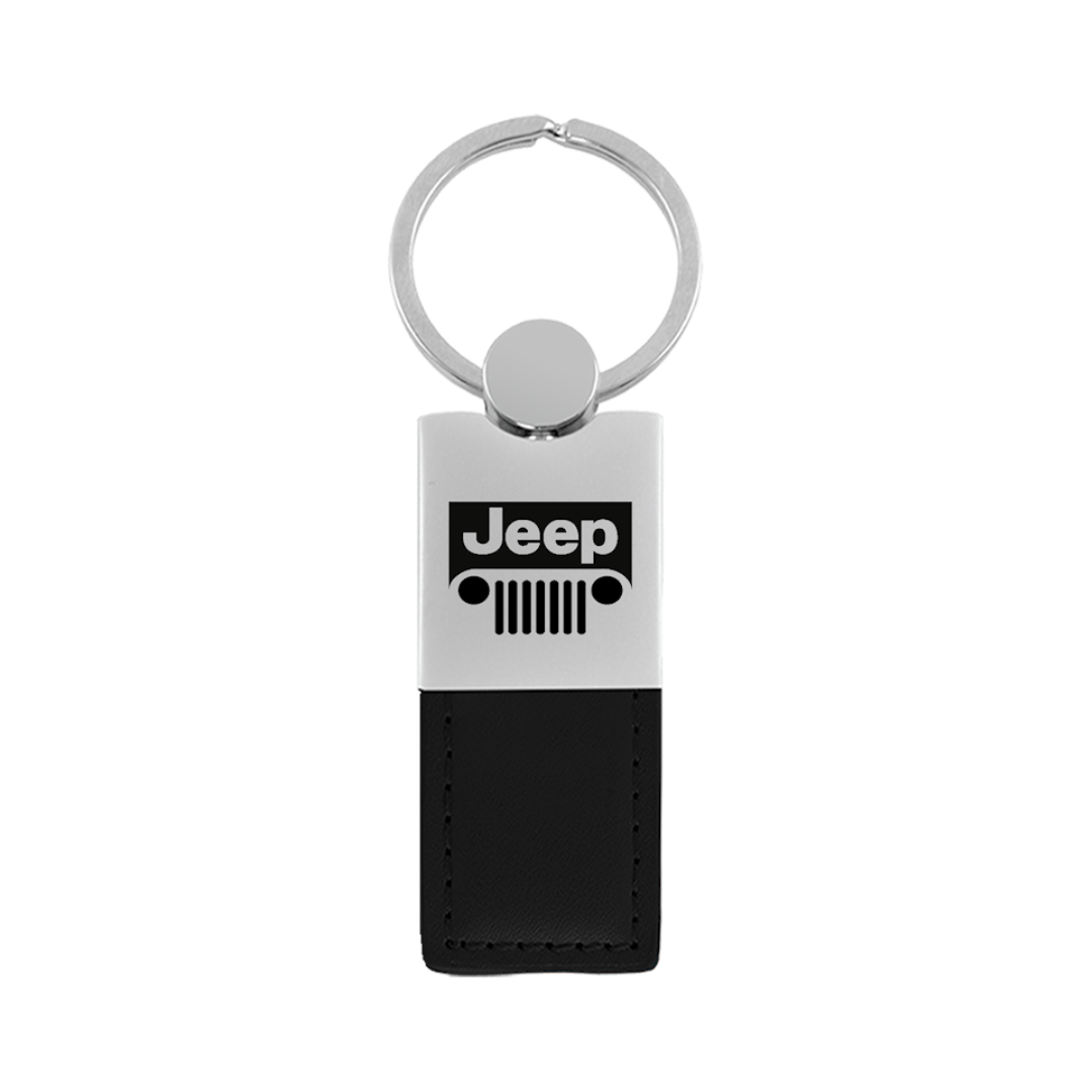 jeep-grill-duo-leather-chrome-key-fob-black-35516-classic-auto-store-online