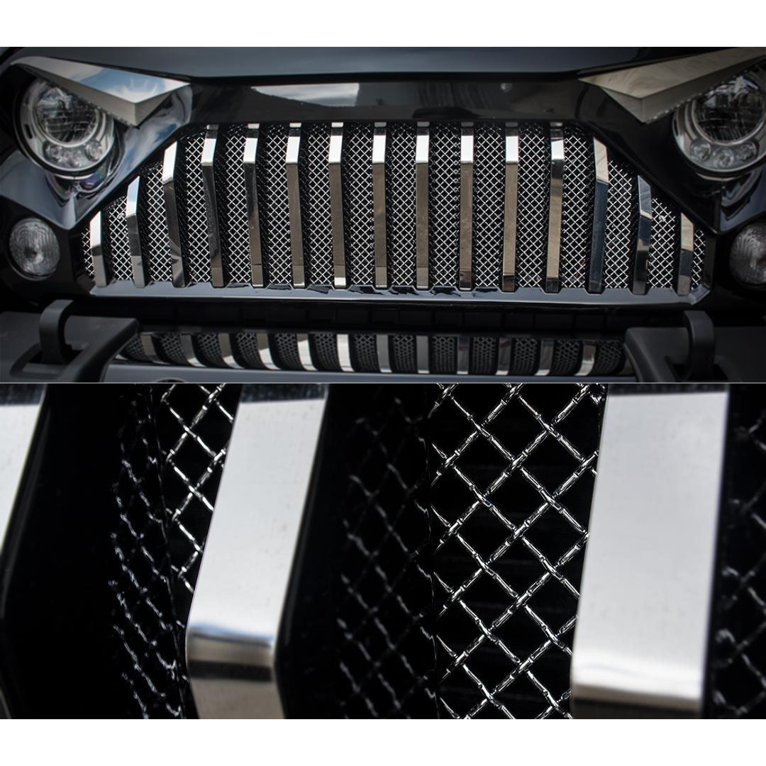 2007-2018 Jeep Wrangler JK w/Gladiator Grille - Front Lower Chrome Mesh Grille | Stainless Steel