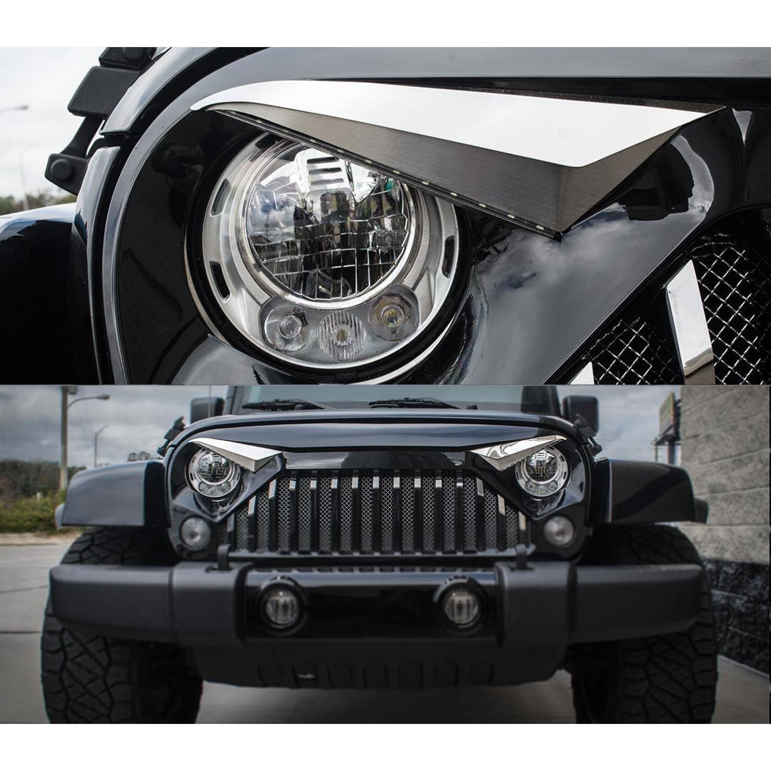 2007-2018 Jeep Wrangler JK w/Gladiator Grille - Eyebrow Kit | Polished Stainless Steel, LED option available