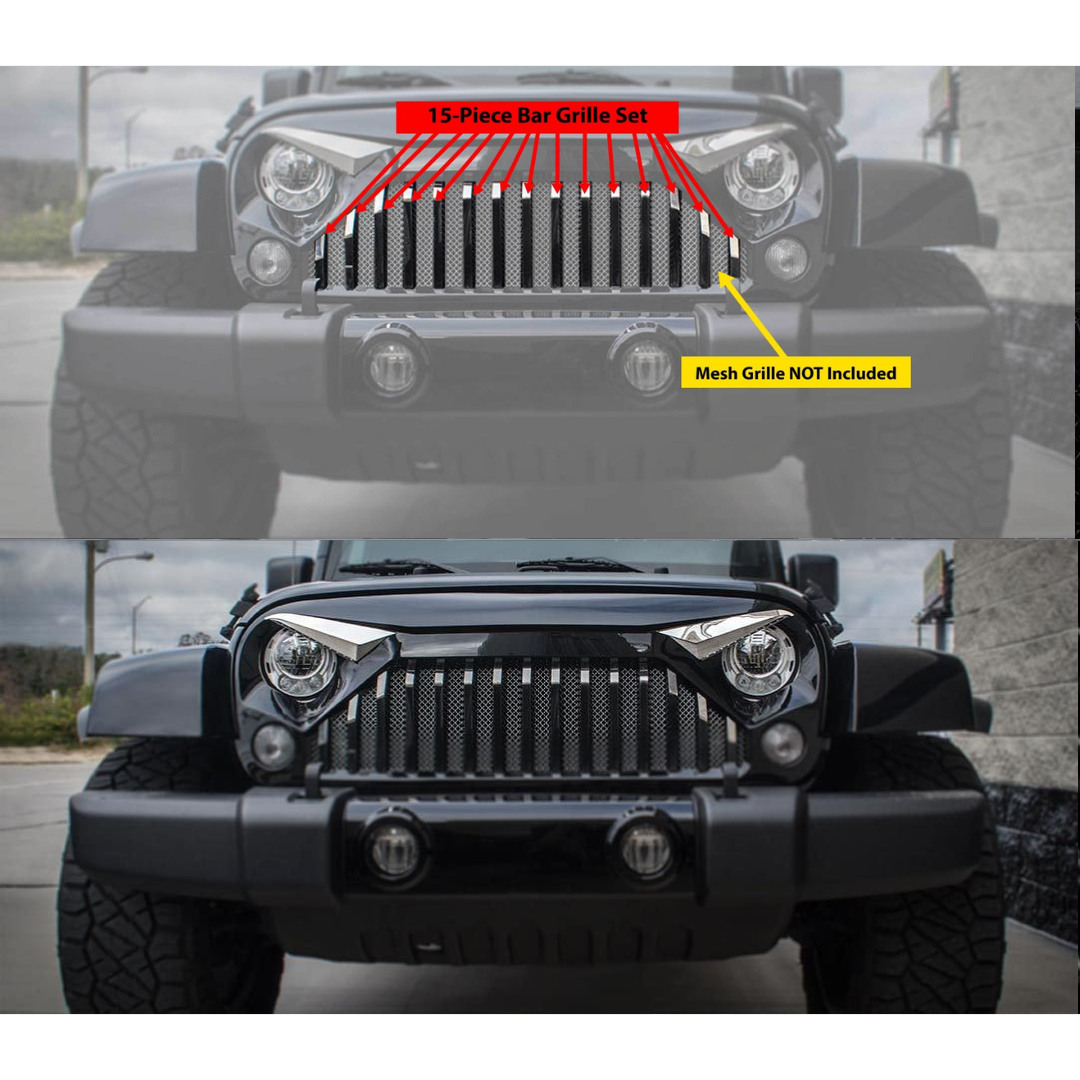 2007-2018 Jeep Wrangler JK w/Gladiator Grille - Front Lower Grille Bars | Polished Stainless Steel