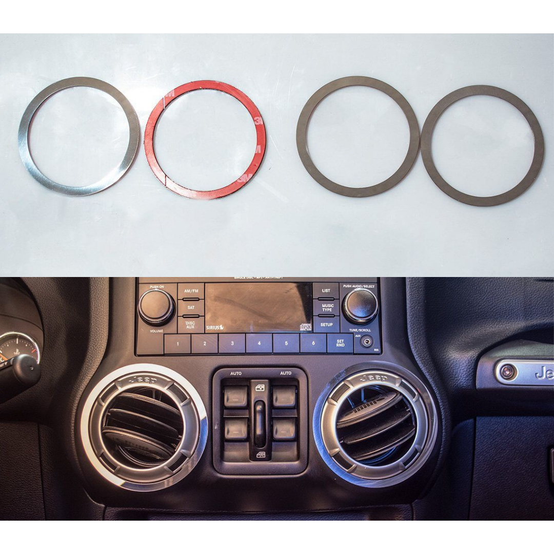 2007-2018 Jeep Wrangler JK - Front A/C Trim Rings 4 Pc | Stainless Steel, Choose Finish