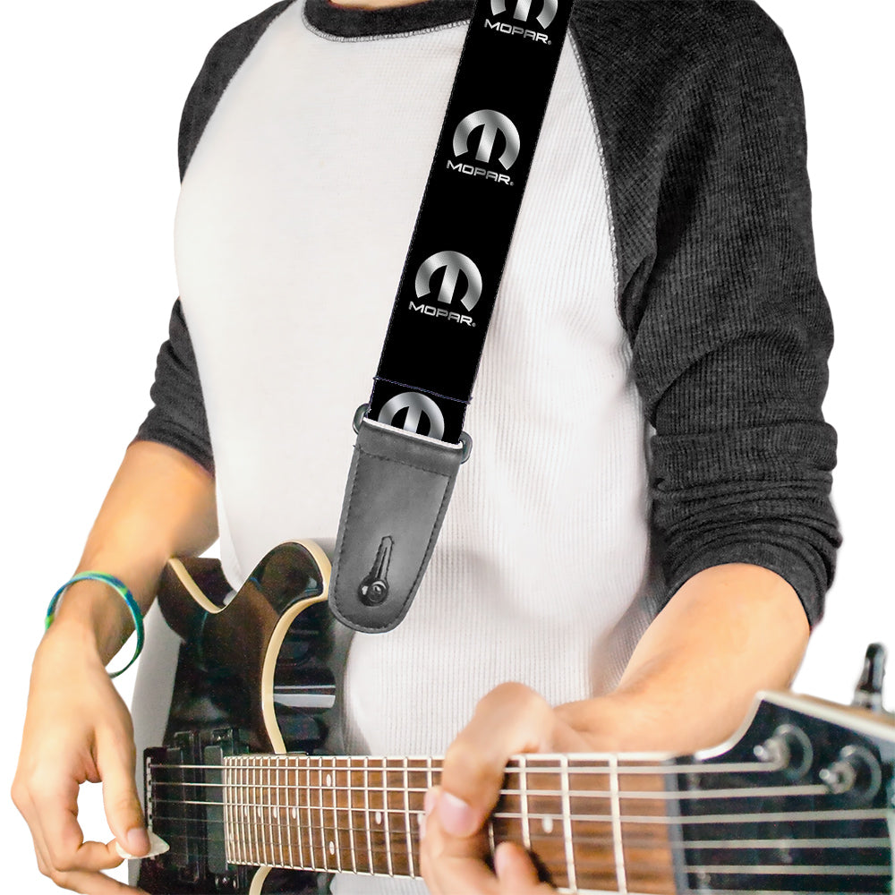 guitar-strap-mopar-logo-repeat-black-silver-gradient