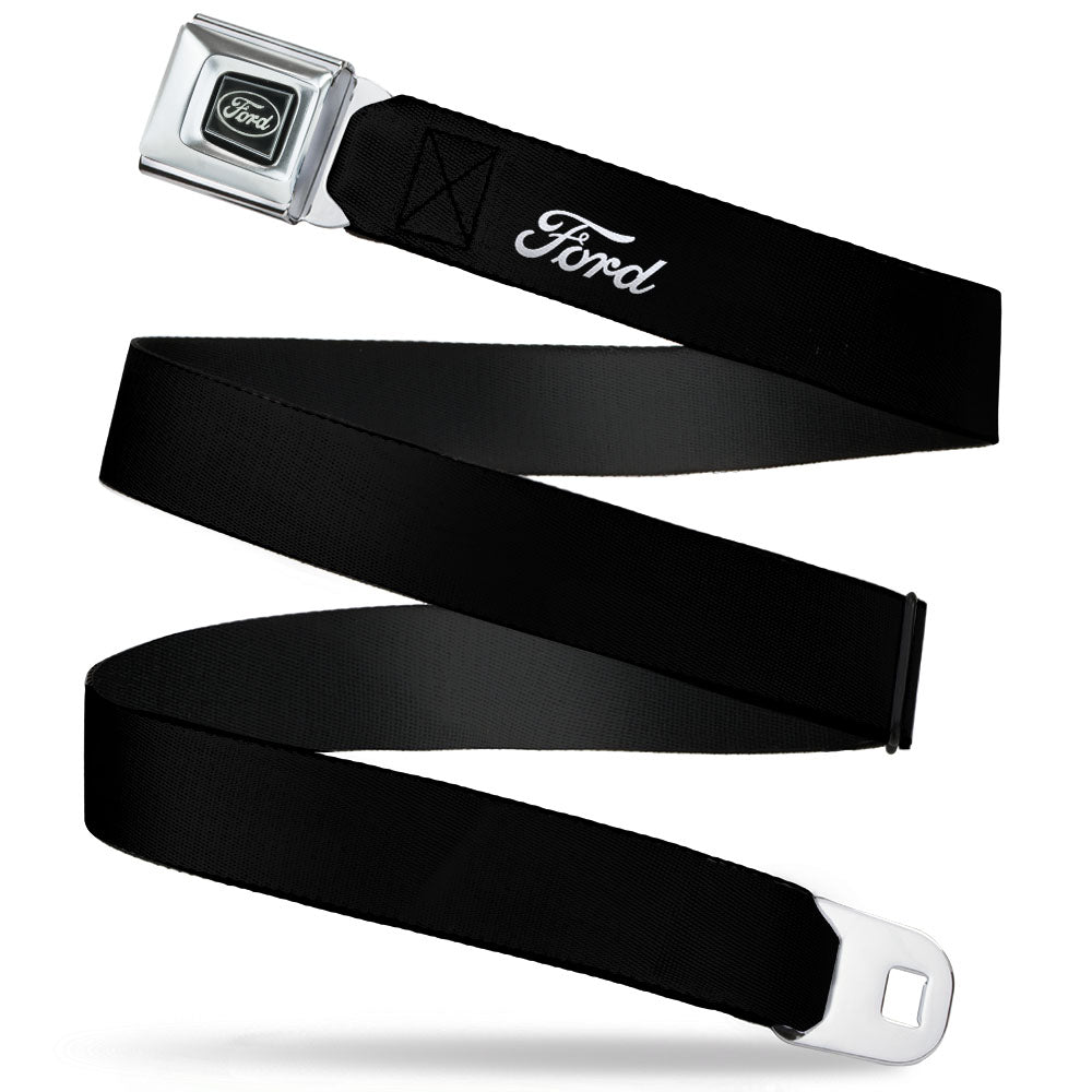 Ford Emblem Seatbelt Belt - FORD Script Single Black/White Webbing