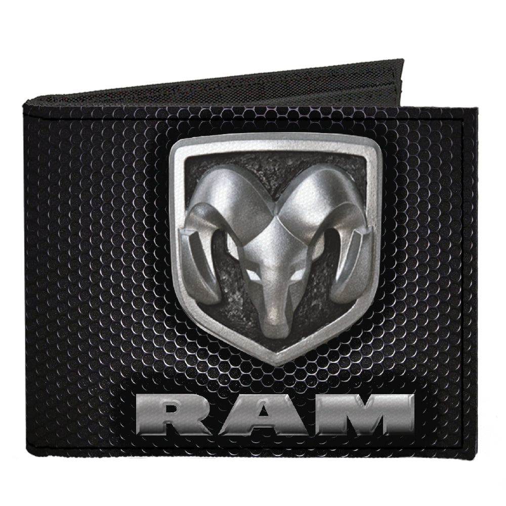 canvas-bi-fold-wallet-ram-shield-logo-text-honeycomb-black-grays