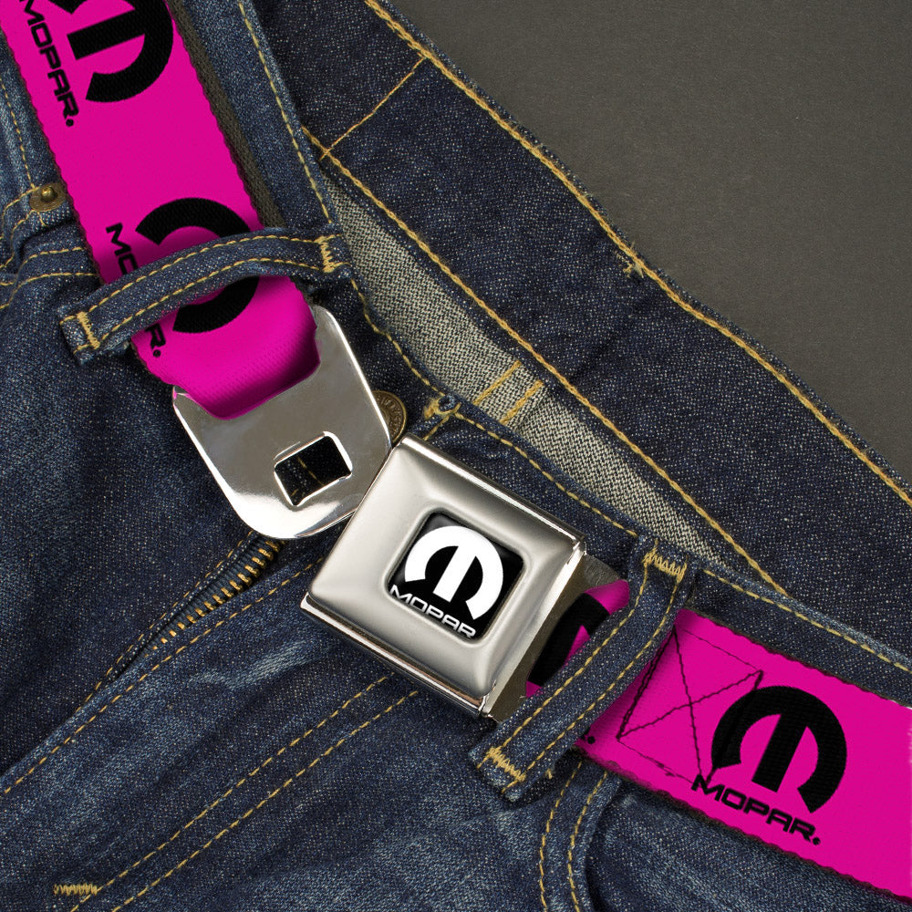 MOPAR Logo Belt Seatbelt with Hot Pink Webbing