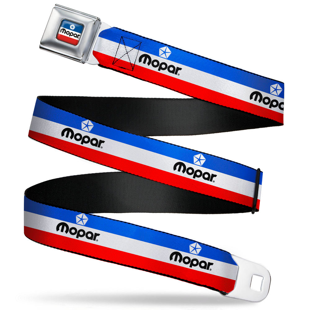 MOPAR Chrysler Logo Seatbelt Belt - Full Color White/Blue/Red/Black