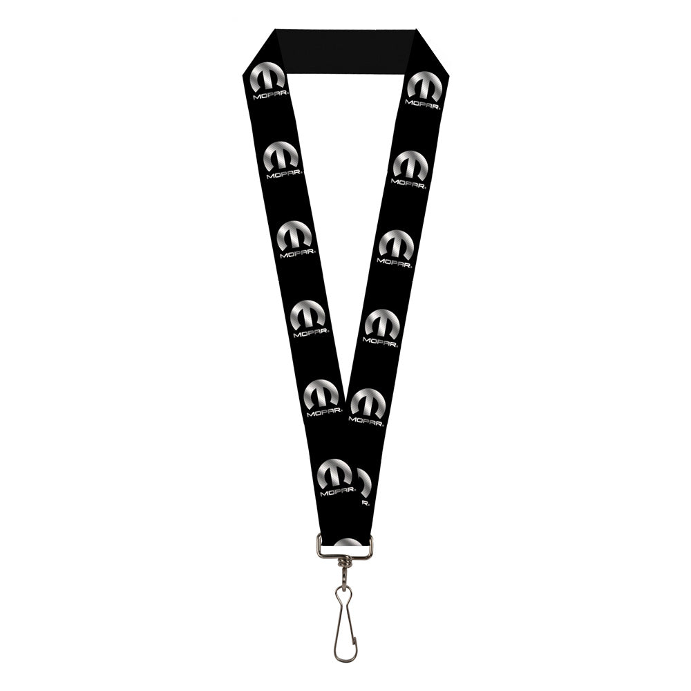 MOPAR Logo Repeat Lanyard - 1.0" - Black Silver Gradient