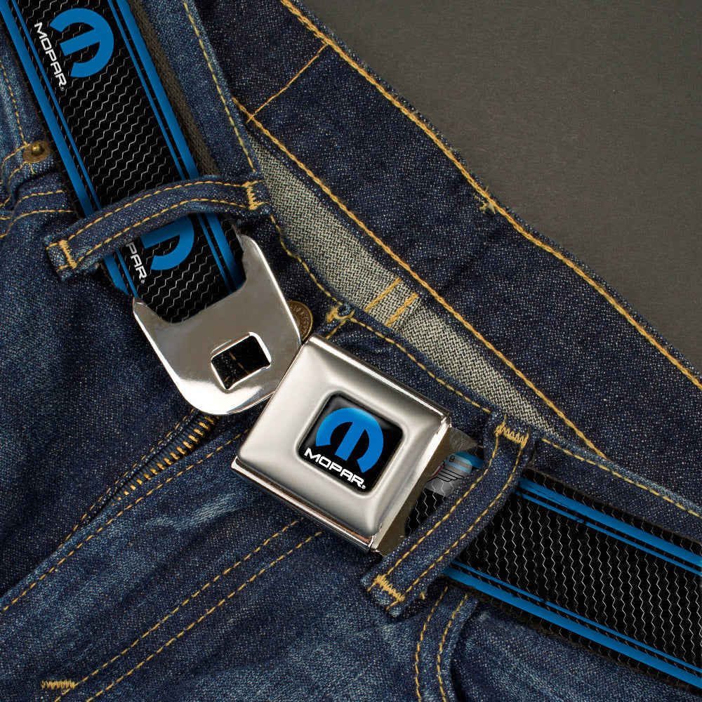 MOPAR Logo Seatbelt Belt - Full Color Black Blue White