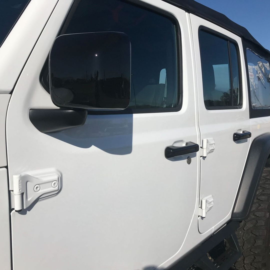 2018-2024 Jeep Wrangler, 20-24 Jeep Gladiator JL 2 PCS No Turn Signal Full Gloss Black Tape-on Mirror Cover