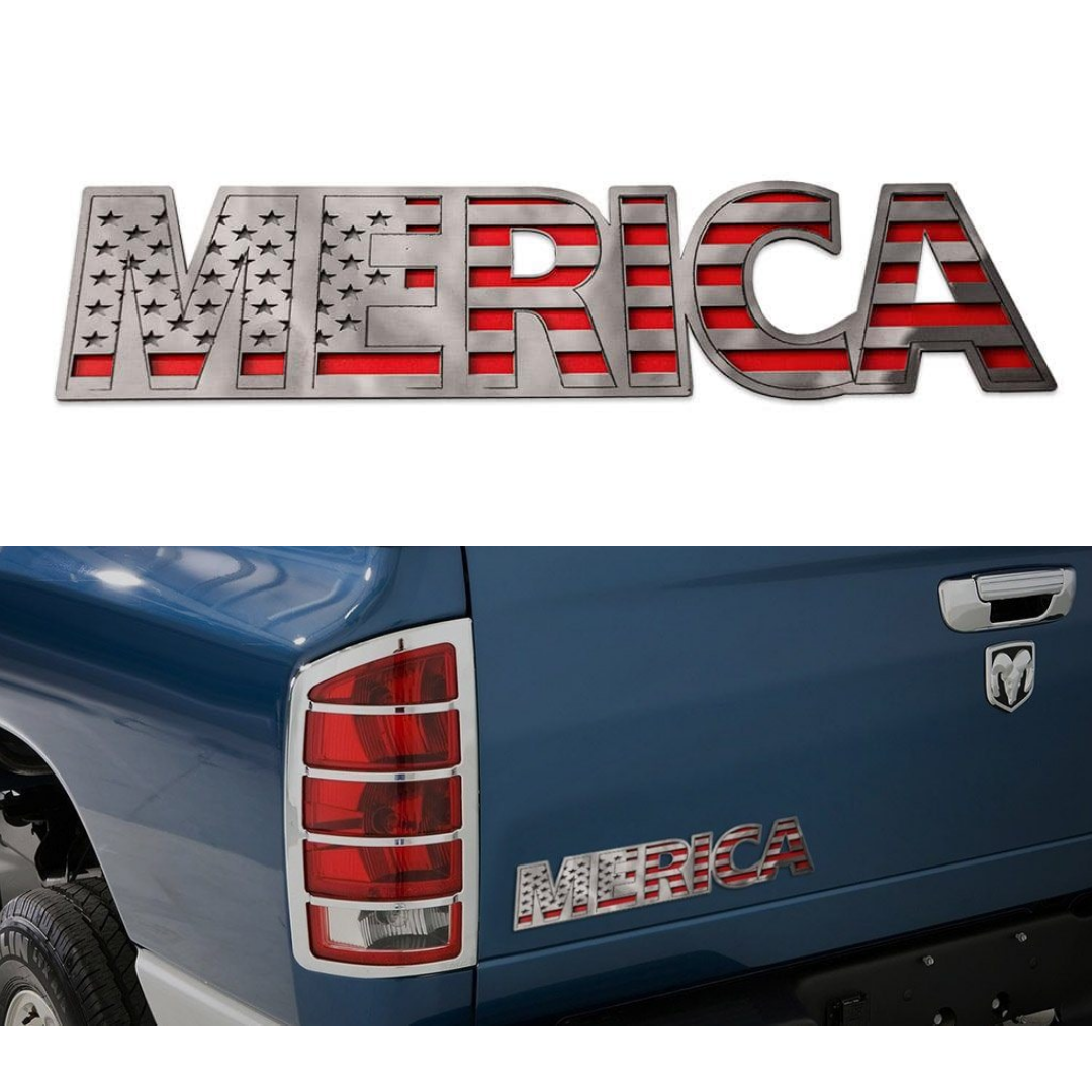 MERICA Polished Stainless Emblem 1Pc | Stainless Steel, Choose Finish/Color Inlay