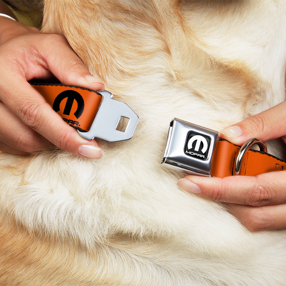 MOPAR Logo Seatbelt Buckle Collar - Logo Repeat Orange/Black