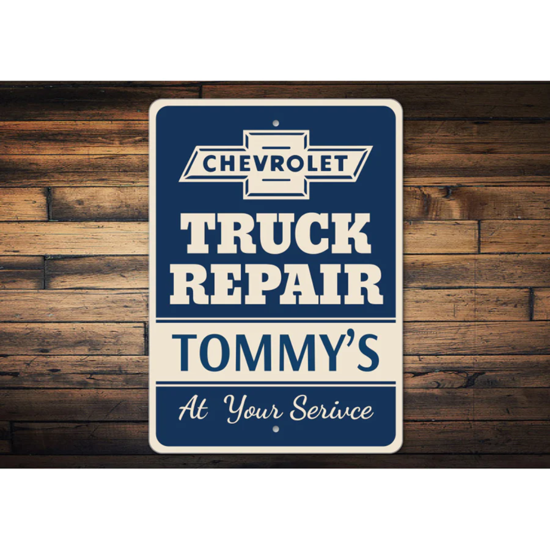 personalized-chevy-truck-repair-garage-sign-aluminum-sign