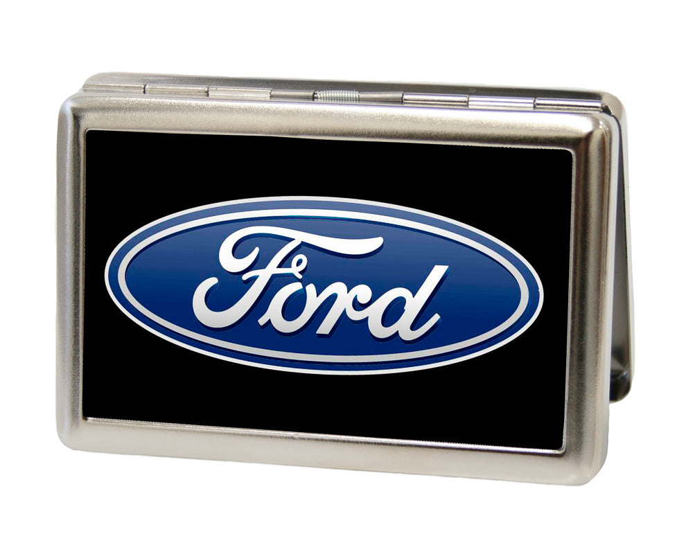 Ford Oval Logo CENTERED Business Card Holder - LARGE - Black