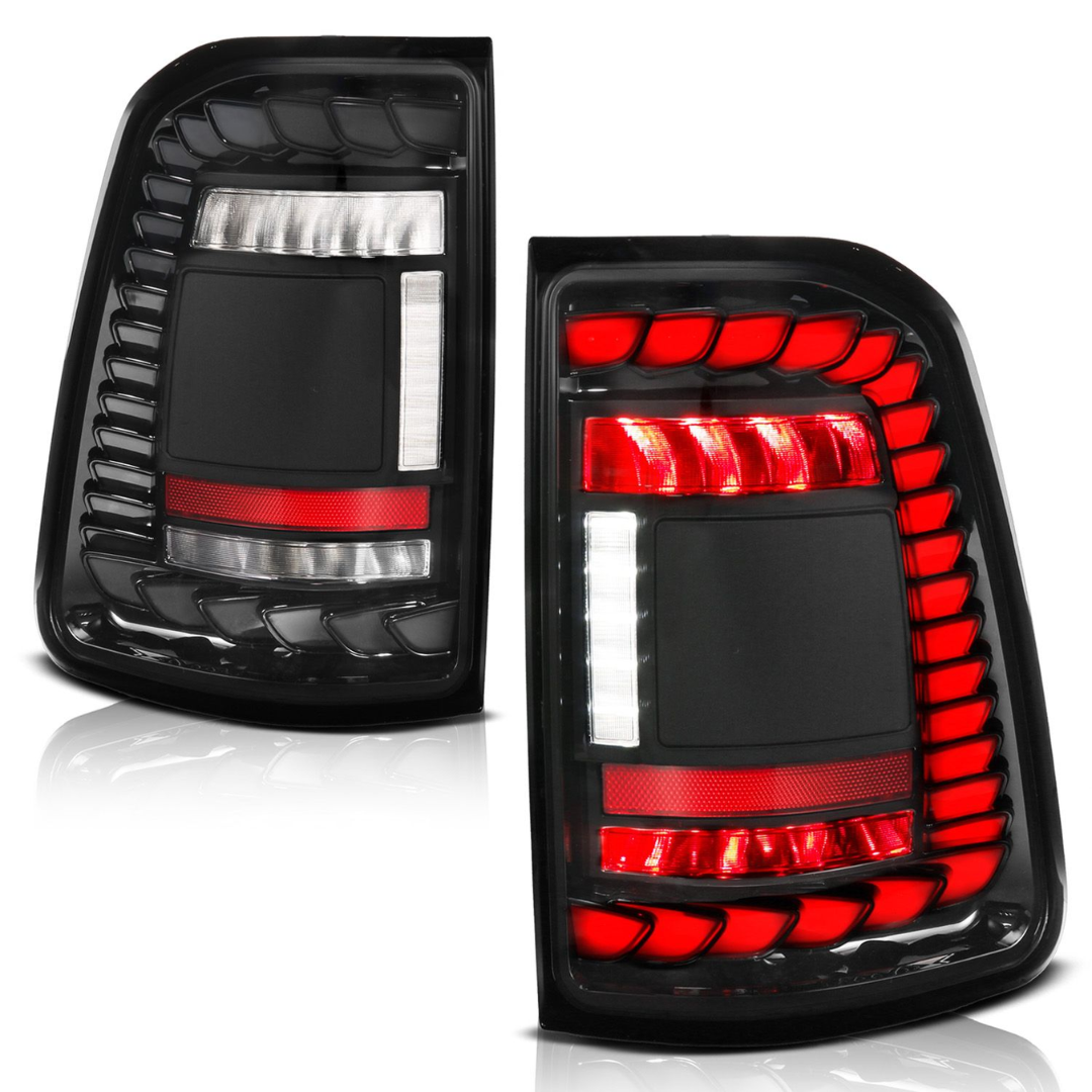 Ram 1500 19-24 Full LED Black Tail Lights w/ Sequential Signal (FOR FACTORY HALOGEN MODEL W/O BLIS SYSTEM)