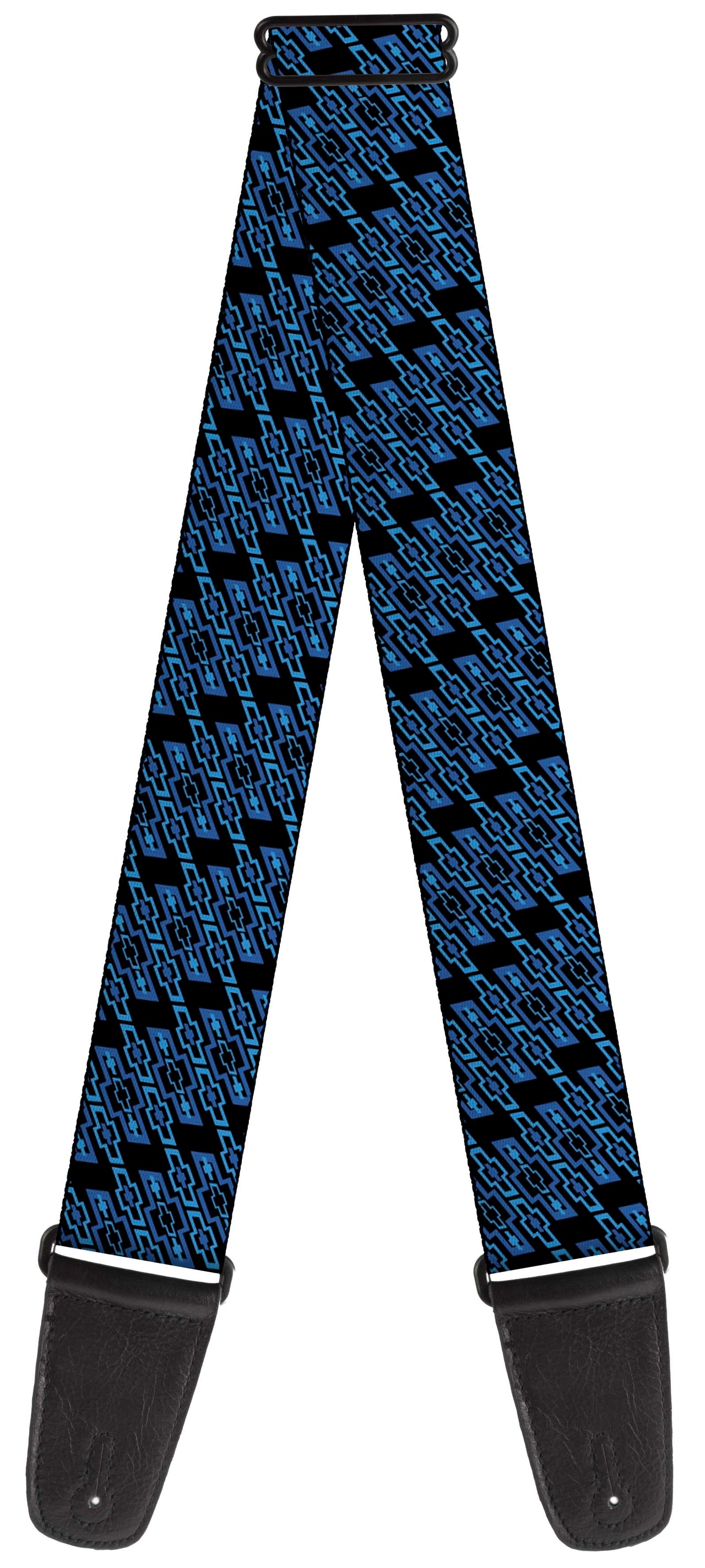 guitar-strap-diagonal-retro-chevy-bowtie-monogram-black-blues